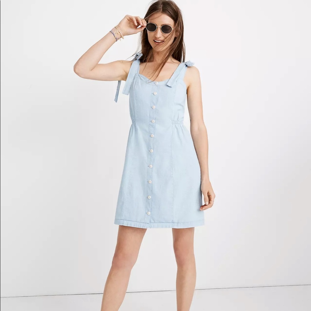 Madewell Denim Tie-Strap Button-Front Sundress
